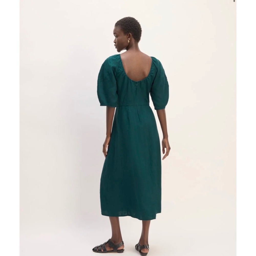 Everlane Women Sea Teal Linen Short Sleeve Midi Dress 6 NWT
